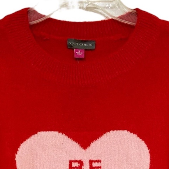 Vince Camuto Knot Be Mine Valentine Sweater in Cherry Red/Prism Pink New - Picture 5 of 8